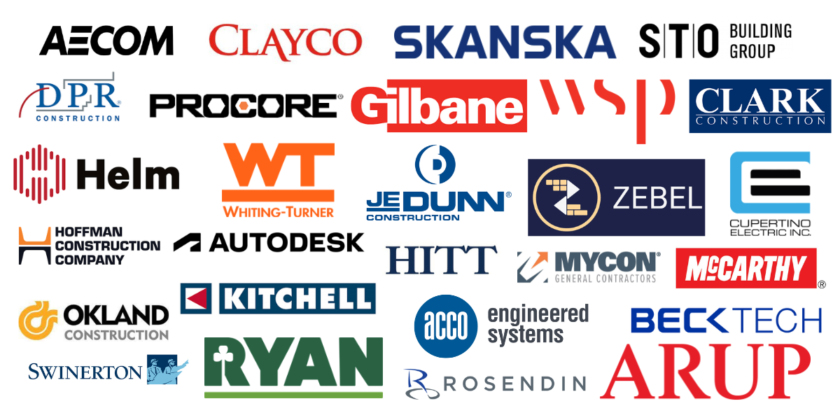 Picture showing the logos of companies that have previously attended Advancing Construction events